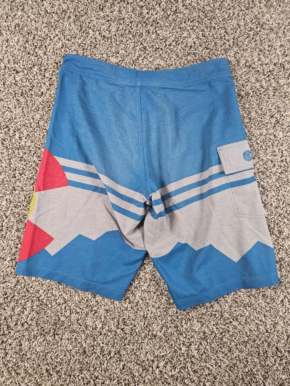 Colorado Bred Mens Sz 30 Board Shorts Swim Trunks Colorado Flag Print